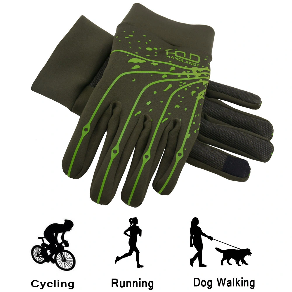 Prisafety Green Lightweight Silicone Coating Palm Cycling Gloves Touch Screen Outdoor Sport Gloves for Men Women