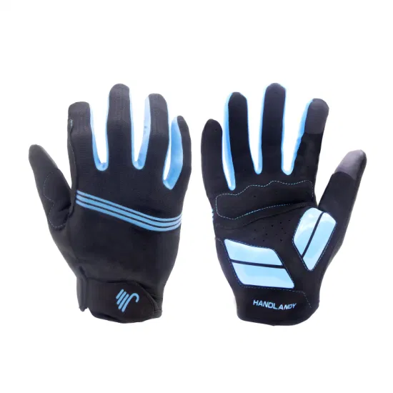 Prisafety Traspirante Flessibile Blu Imbottitura per dita complete Palm Grip Guanti da equitazione sportivi Touch Screen Guanti da ciclismo per uomo